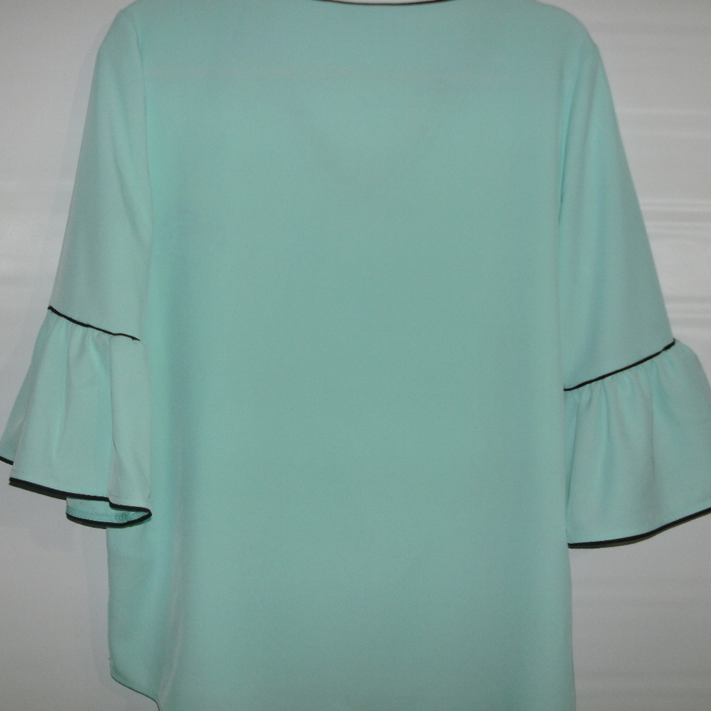 Calvin Klein Turquoise Blue With Black Trim Blouse - Picture 2 of 2